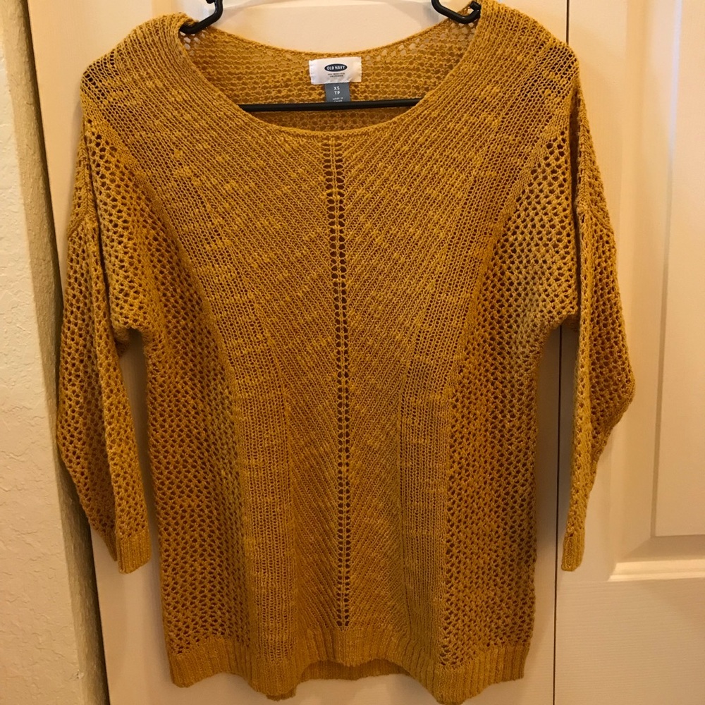 Old Navy open knit mustard sweater